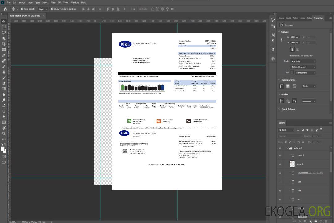 Modèle de facture de services publics pour les entreprises USA Ohio DP&L aux formats Word et PDF template Modèle de facture de services publics pour les entreprises USA Ohio DP&L aux formats Word et PDF template